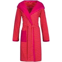 Esprit Damenbademantel Striped Hoody, ideal für Sauna & Spa, Hotelbademantel, Morgenmantel, Kurzform, Rundstrickware, Kapuze, Gürtel, mit Kapuze, gestreift
