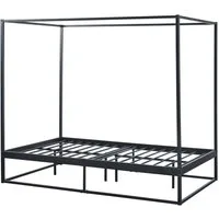 en.casa Himmelbett, »Kristianstad« mit Lattenrost Metall Schwarz 120 x 200 cm