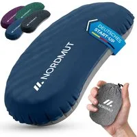 Nordmut Reisekissen aufblasbar & ergonomisch für Camping & Outdoor, kompakt & ultraleicht, Spar-Set, 1-tlg., Nordmut Rago + Kompressionsbeutel, Trekking, Schlafkissen für Nacht, waschbarer Bezug, Kompressionsbeutel