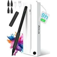 S&T Design Eingabestift Stift für iPad USB-C (2018-2026) Schnellladen für Apple iPads (2018-2026), 1-St., mit 4x iPad Stift Spitzen + Silikon Halterung) Tabletstift Stylus Pencil 2. Gen Pen USB-C Schnellladen Palm Rejection