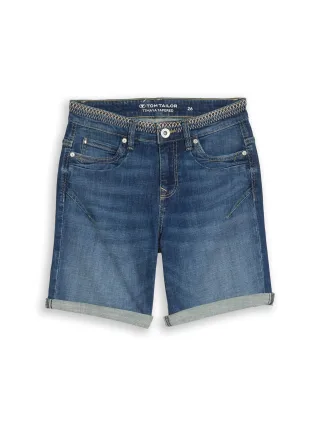 Tom Tailor - TTMAYA TAPERED Bermuda Jeans Shorts mit Stretch used mid stone blue denim - Gr. - 27