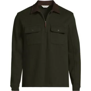 Bedford-Polopullover mit Reißverschluss für Herren, Herren, size: regular, Braun, Baumwoll-Mischung/Polyester-Mischung, by Lands' End