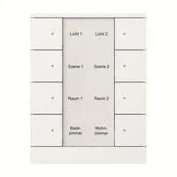 Bedienelement achtfach mit integriertem KNX-Busankoppler und Beschriftungsfeld, Taster weiß (glänzend), Retail