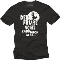 MAKAYA Print-Shirt Lustige Sprüche - DER FRÜHE VOGEL - Herren/Männer/Jungen/Kinder mit Druck