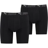 PUMA Boxershorts PUMA MEN SPORT COTTON LONG BOXERS 2P (Packung, 2er Pack) mit Markenschriftzug im Bund