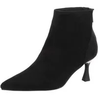 Ital-Design Damen Stiefelette spitz mit Absatz und Reißverschluss High-Heel-Stiefelette (92125673) Pfennig-/Stilettoabsatz Stiefeletten in Schwarz