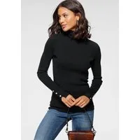 Laura Scott Rollkragenpullover mit Wellenkante und Zierknöpfen