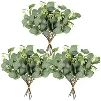 Kunstpflanze Künstliche Pflanzen Eukalyptus Deko Hinterlässt Zweige, FOUORTUNATE-BEE, für Hochzeit, Garten, Haus, Büro, Indoor Outdoor Dekoration