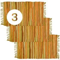 Marrakesch Orient & Mediterran Interior Badematte 3er Set Boho Vorleger Callum modern aus Baumwolle in Gelb 50 x 90 cm, Baumwolle