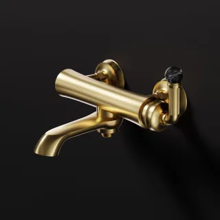 Steinberg Serie 355 Aufputz-Einhebelmischer 1/2" für Wanne, Gold gebürstet / Nero Marquina 355 1100 BG
