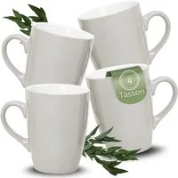 matches21 HOME & HOBBY Tasse Kaffeetassen 4er Set aus Keramik 340ml, Teetassen in Taupe, 4-tlg., Keramik, Moderne Kaffeebecher Spülmaschinenfest & Mikrowellengeeignet