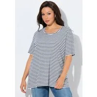 Ulla Popken T-Shirt T-Shirt Glitzerstreifen A-Linie Rundhals Halbarm