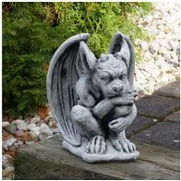 gartendekoparadies.de Gartenfigur Gargoyle Statue der Nachdenklich, Steinfigur, H. 27 cm, 8 kg, Frostsicher