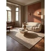 KADIMA DESIGN Teppich LANGAU Flachgewebe Ethno Streifen Boho Wohnzimmer Pflegeleicht, Rechteckig, Höhe: 7 mm, Beige, 60x110 cm, Saugroboter OEKO-TEX Fußbodenheizung Strapazierfähig