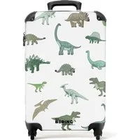NoBoringSuitcases.com© Kinderkoffer Dino - Grün - Jungen - Dinosaurier - Blau 55x35x20cm, Kinder Koffer Klein, Trolley Handgepäck, Reisekoffer