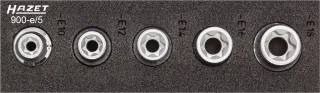 HAZET TORX® Steckschlüssel-Einsatz Satz (1/2 Zoll), Außen TORX® Profil, 5-teilig - 900-E/5