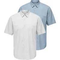 ONLY & SONS Kurzarmhemd ONSFLORIA LIFE SS POPLIN SHIRT 2-PKT OTL (Packung, 2-tlg)