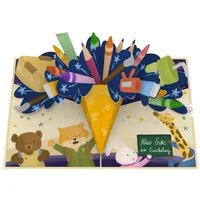 papercrush Schulanfangskarte Glückwunsch zur Einschulung von Mädchen & Jungen, Pop-Up Karte, Handgemacht
