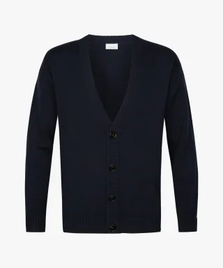 Profuomo - Marineblaue Wollmix Grobstrickjacke navy - Gr. - L