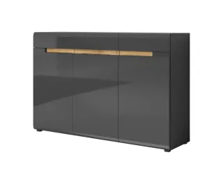Sideboard HL1-45, 137 cm x 92 cm x 39 cm,grau/grau hochglanz/appenzeller Fichte NBHL1-45-grau