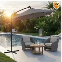 Melko Sonnenschirm Gartenschirm Sonnenschirm Kurbelschirm Ø 350 3,5 m mit LED Ampelschirm, LxB: 350,00x350,00 cm, Stück, mit An-/Aus-Kippschalter