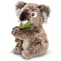 Uni-Toys Kuscheltier Koala mit Blatt, sitzend - 16 cm (Höhe) - Plüsch-Bär - Plüschtier, zu 100 % recyceltes Füllmaterial