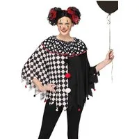 Fun World Clown-Kostüm Clown Poncho - Karnevalskostüm Damen Fasching, Lockeres Oberteil für weibliche Clowns und Pantomimen