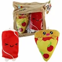 Joy Toy Kuscheltier Plüsch Tasche mit kleiner Pizza und Softdrink Dose (3-St)