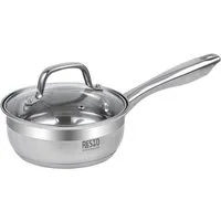 RESTO Kitchenware Kasserolle Libra, Soßentopf 1,4 l, energiesparend und spülmaschinenfest, Edelstahl 18/10 (2-tlg), mit hitzebeständigem Glasdeckel und Griff