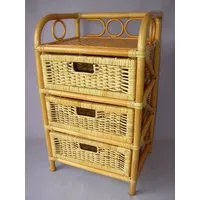 Rattani Regal Rattanregal mit 3 Schüben, Korbregal mit Schub Fb. honig