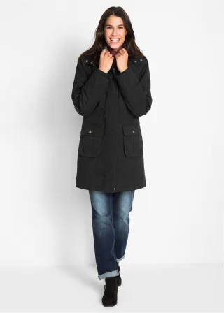 bonprix Wattierter Baumwoll-Parka, schwarz, Gr.38, Alltagstauglicher Parka mit Kapuze und Wattierung, aus 100% Baumwolle
