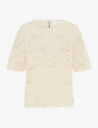 BRAX - Elegantes Spitzenshirt mit Rundhalsausschnitt beige - Gr. - 36