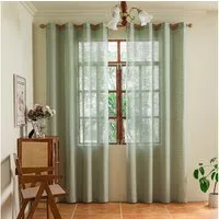 Lapalife Gardine Gardinen Vorhänge Leinenvorhang mit Ösen Voile Vorhang, 2er Set, Lichtdurchlässige Sichtschutzvorhänge für Schlafzimmer Wohnzimmer
