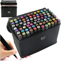 VERK GROUP Malstift Alkoholmarker Set 80 Farben mit Etui – Doppelseitige Twin Marker