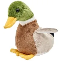 Uni-Toys Kuscheltier Ente - Mit/ohne Stimme - 16 cm (Länge) - Plüsch-Vogel - Plüschtier, zu 100 % recyceltes Füllmaterial!