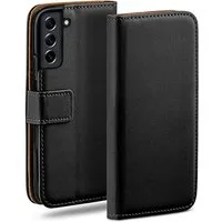 moex Handyhülle für Samsung Galaxy S21 FE 5G Hülle Klappbar Book Case Schwarz 6,4 Zoll, Klapphülle Kartenfach Flip Cover Handytasche Leder Optik Schutzhülle