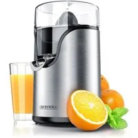 Arendo Zitruspresse Edelstahl Zitronenpresse, elektrisch, Siebeinsatz, Zitronen Presse, 100 W, Limetten & Orangenpresse, großer & kleiner Presskegelaufsatz, BPA frei