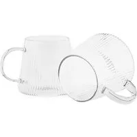 Mulex Gläser-Set, 6-tlg., Borosilikatglas, mit Henkel, 280 ml mit Rillenstruktur
