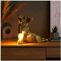 Online-Fuchs Tischleuchte - imposante Dekolampe goldenes Schwein für Wohnzimmer & Sideboard, E14 Glühbirne wechselbar, indirekte Beleuchtung, auch als Nachttischlampe geeignet - 30 cm groß