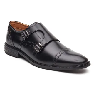 Base London Henley Mönch Leder Herren Schwarz Doppelte Mönch Schuhe
