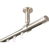 iso-design Gardinenstange Innenlauf zur Deckenmontage 20 mm Durchmesser variabler Deckenabstand, Ø 20 mm, kürzbar, Deckenmontage, geschraubt, Aluminium, Deckenabstand einstellbar zwischen 6,5 cm und 10,5 cm