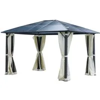 BRAST Pavillon Summerdream Aluminium 3x4m Garten Moskitonetz TÜV geprüft, mit 4 Seitenteilen, wasserdicht, UV-Schutz, festes Dach