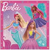 Procos Papierserviette Servietten Barbie Fantasy 33x33 cm, 20 Stück FSC