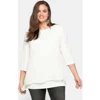 Sheego T-Shirt Blusenshirt 3/4-Arm in leichter A-Linie mit Zipfelsaum