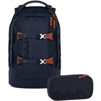 Satch Schulranzen Schulrucksack-Set PACK Nordic Blue 2-teilig (2-teilig), ergonomisch, Your-Size-System: auf Körpergröße anpassbar
