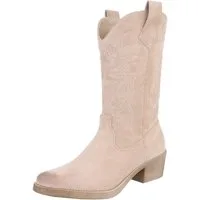 Ital-Design Elegante Cowboystiefel mit Stickerei für Damen Westernstiefel (89937863) Blockabsatz Stiefel in Beige