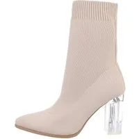 Ital-Design Damen Abendschuhe Elegant High-Heel-Stiefelette (84338437) Blockabsatz High-Heel Stiefeletten in Beige