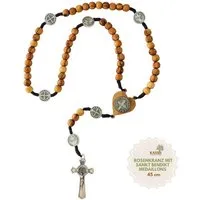 Kassis Geschenkartikel Kette ohne Anhänger St. Benedikt-Rosenkranz aus Olivenholz Gebetskette Talisman, handgefertigt in Bethlehem, Ideales Geschenk zu religiösen Anlässen