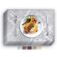 Vivi Idee Platzset Geprägte luxuriöse Tischsets Tischmatte Kunstleder, abwischbar, wasserdicht, Anti-Rutsch, beidseitig, 46 x 31 cm, 4er Set
