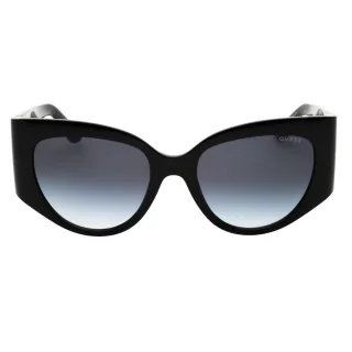 Glänzende Schwarze Ovale Sonnenbrille Von Guess